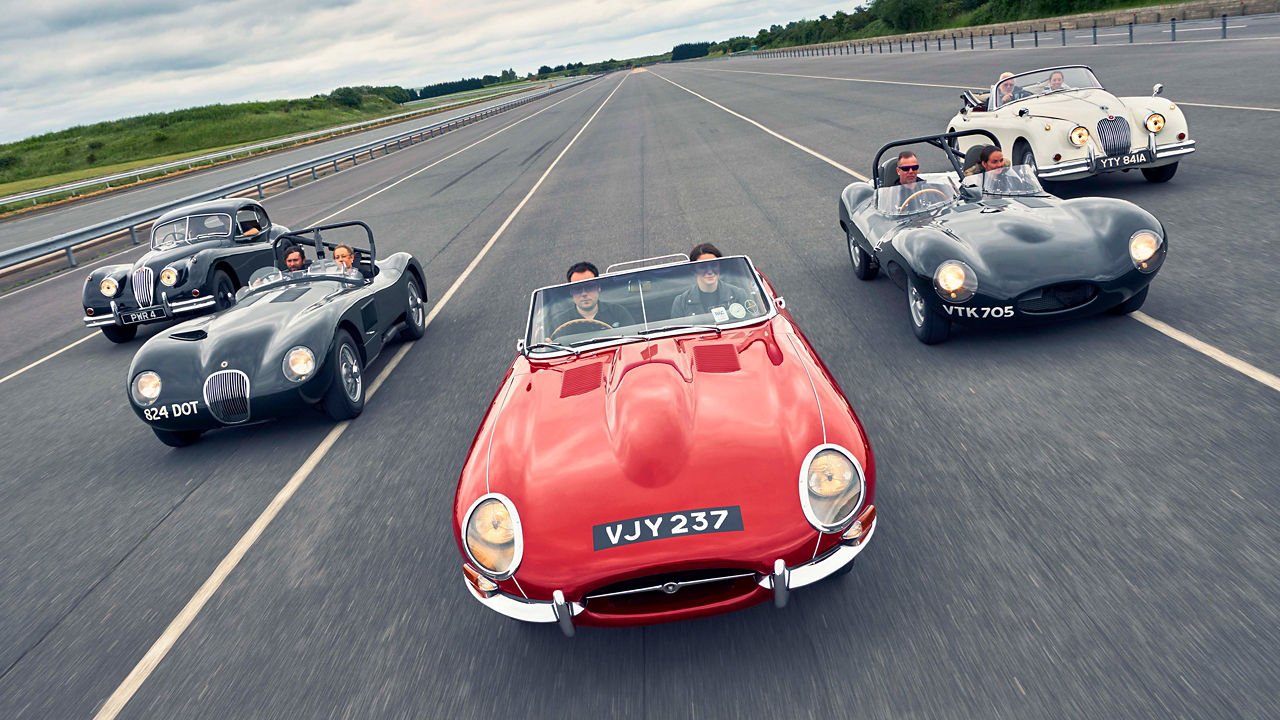 Jaguar Classic racing on road