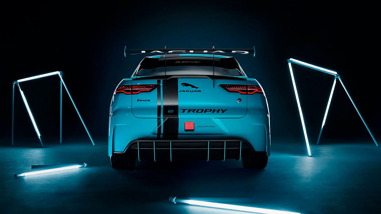 Jaguar I-Pace e Trophy rear view profile