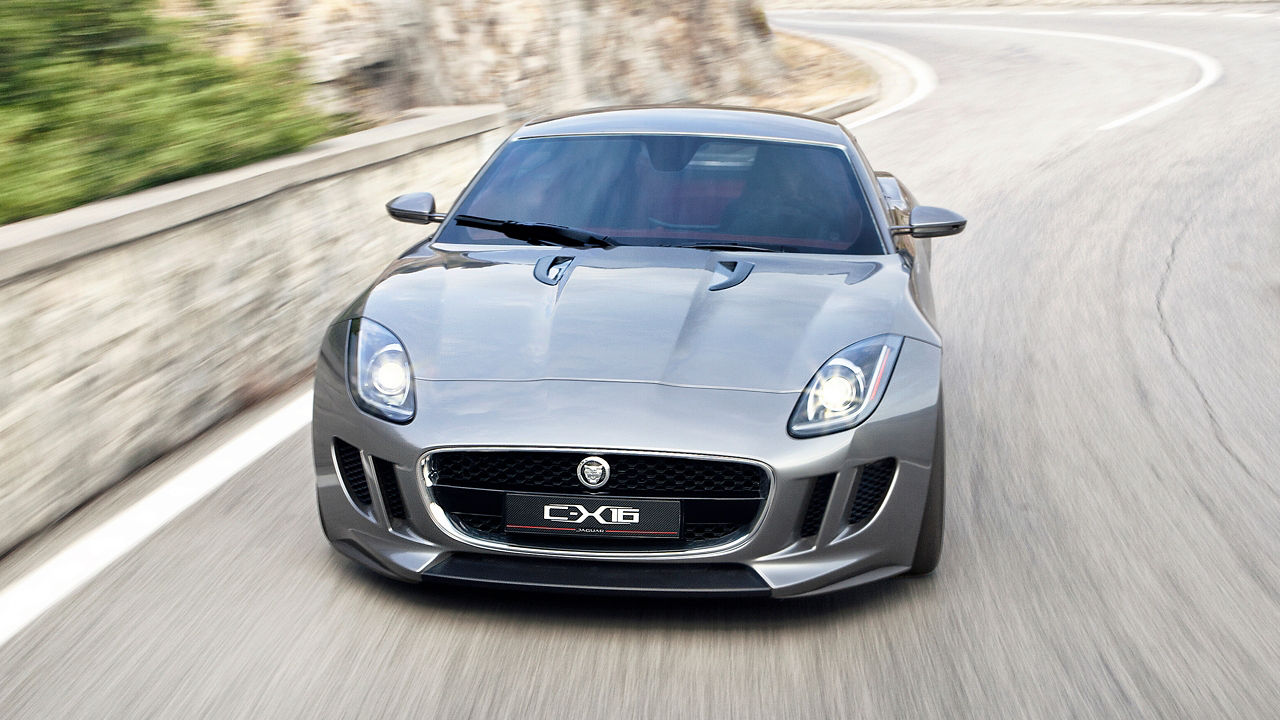 Jaguar CX-16 running on hill road 