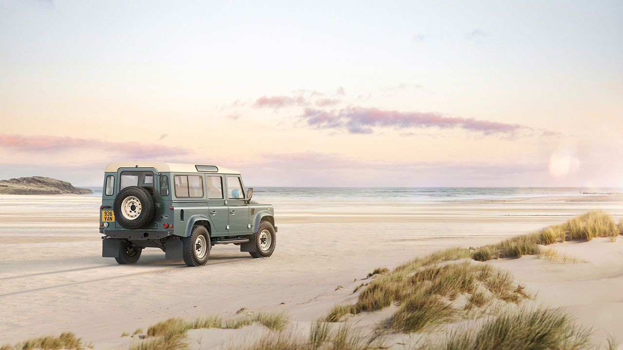 classic Defender at seashore