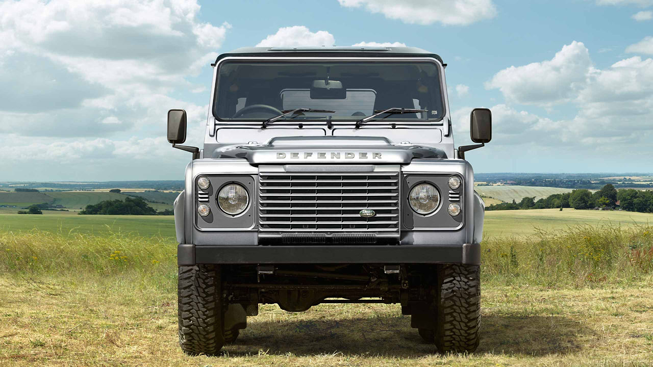 Defender Parked In  green landscape