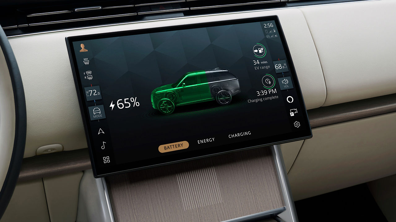 Range Rover interior infotainment system.