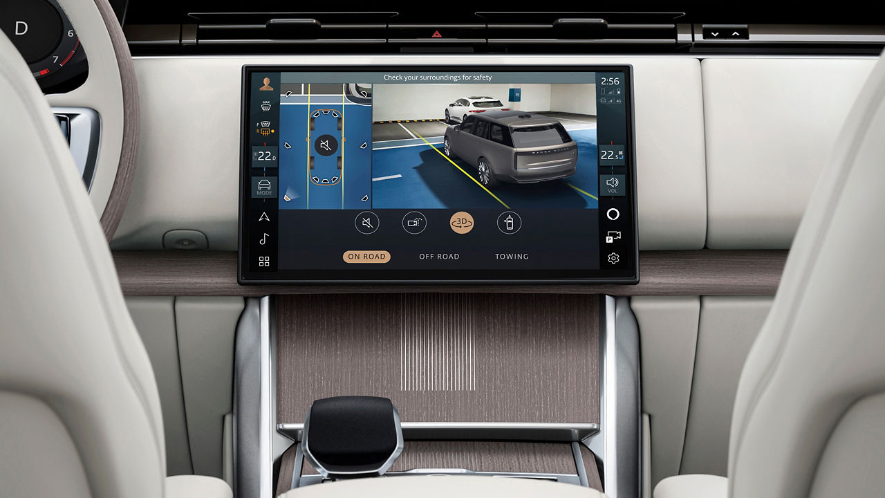 Range Rover interior dashboard and infotainment system.