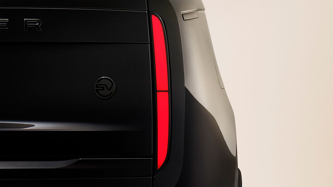 Tail light and SV badging on the rear of the Range Rover SV Black edition