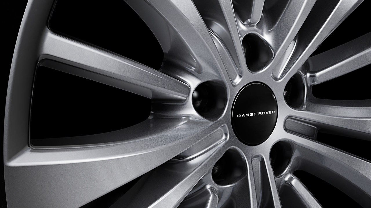 Extreme crop of range rover wheel