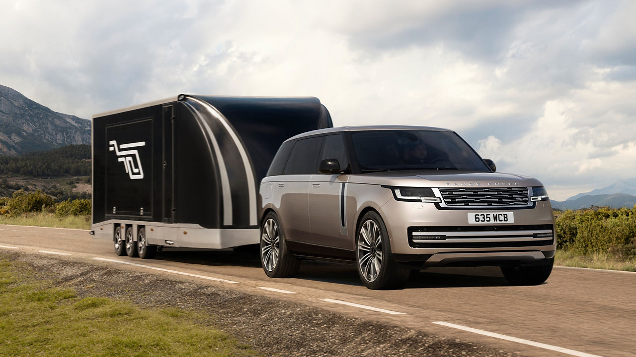 Range Rover towing sleek trailer