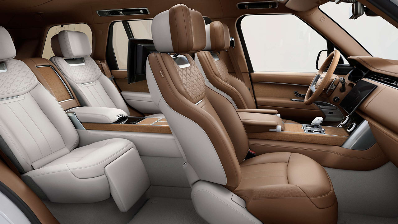 Interior side view of New Range Rover modern luxury car
