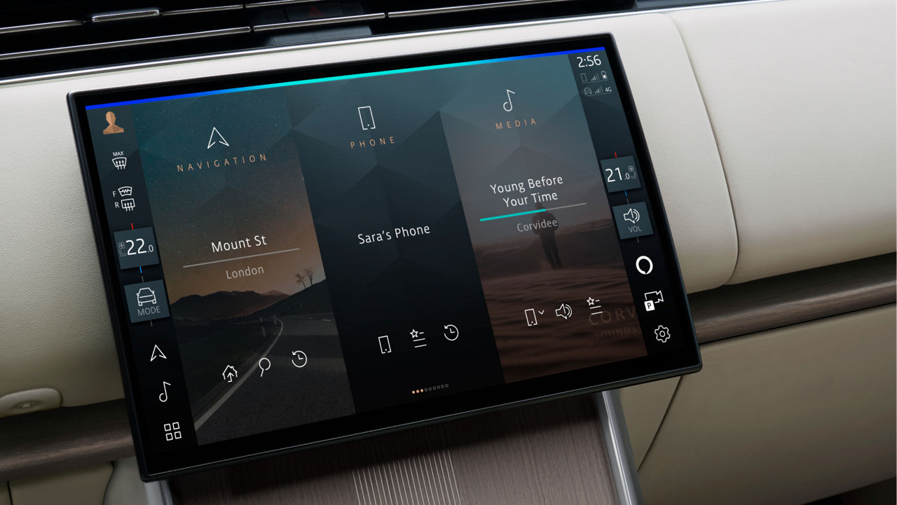 Detail view of Range Rover Touch Pro Duo panel.
