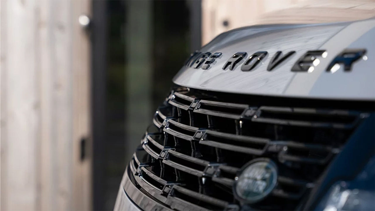 Closeup of  Range Rover logo on Bonnet