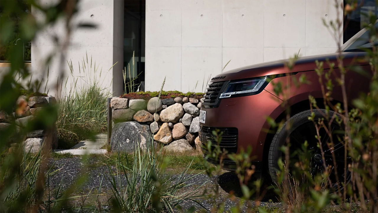 Range Rover parked in house