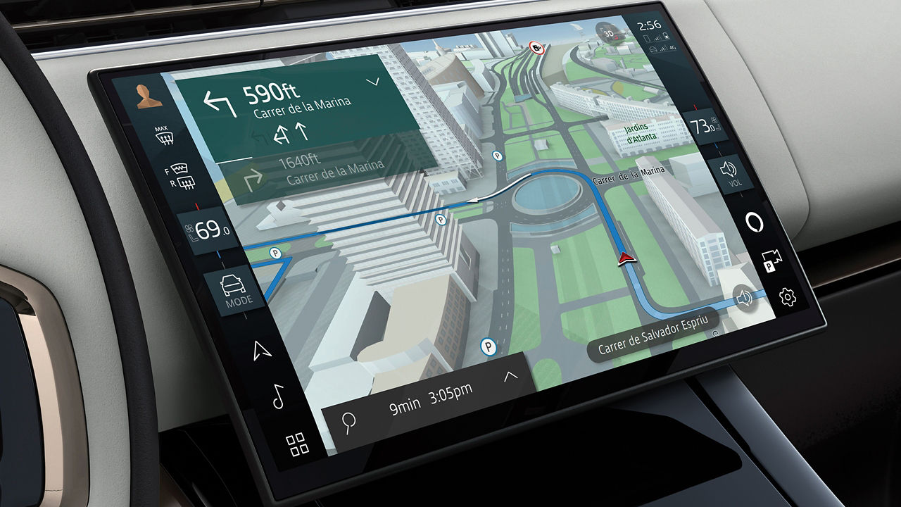 Range Rover interior infotainment system.