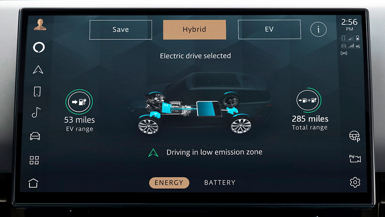 Range Rover interior infotainment system.