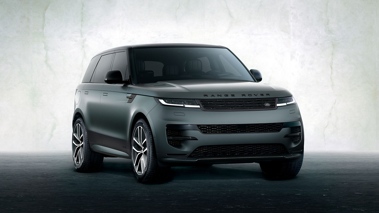 Side view of Range Rover Sport giola green