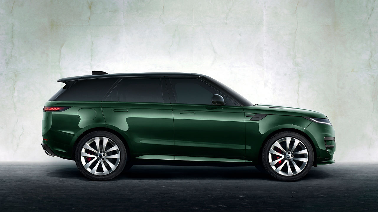 Range Rover Sports British Green studio shot side view