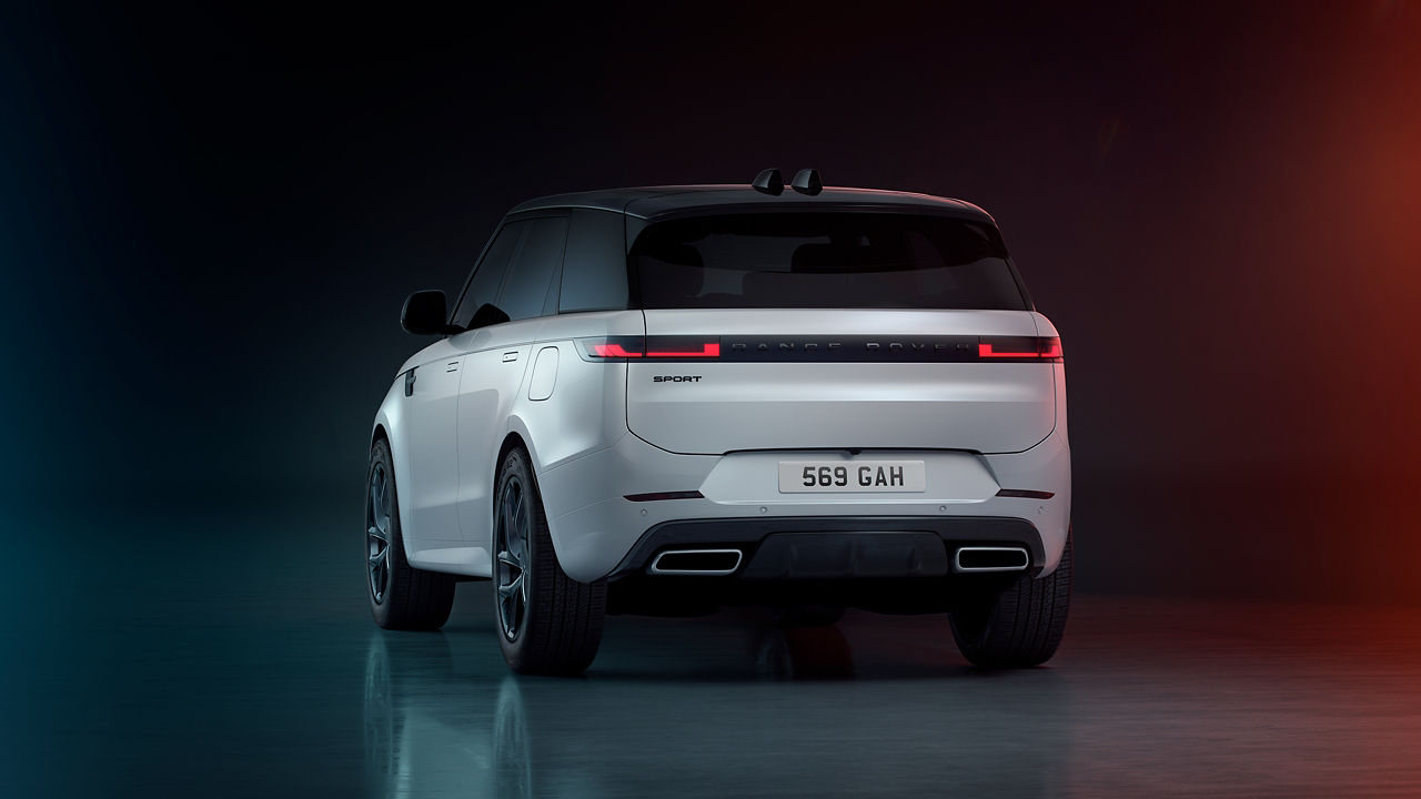 Range Rover Sports parked back view studio shot