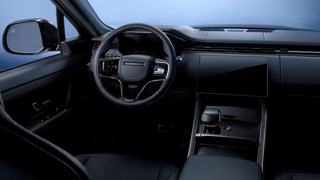 Range Rover Sport interior dashboard and infotainment system.