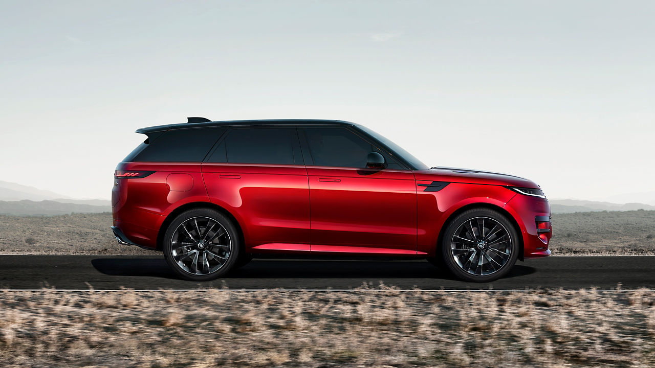 side view of Range Rover Sport driving