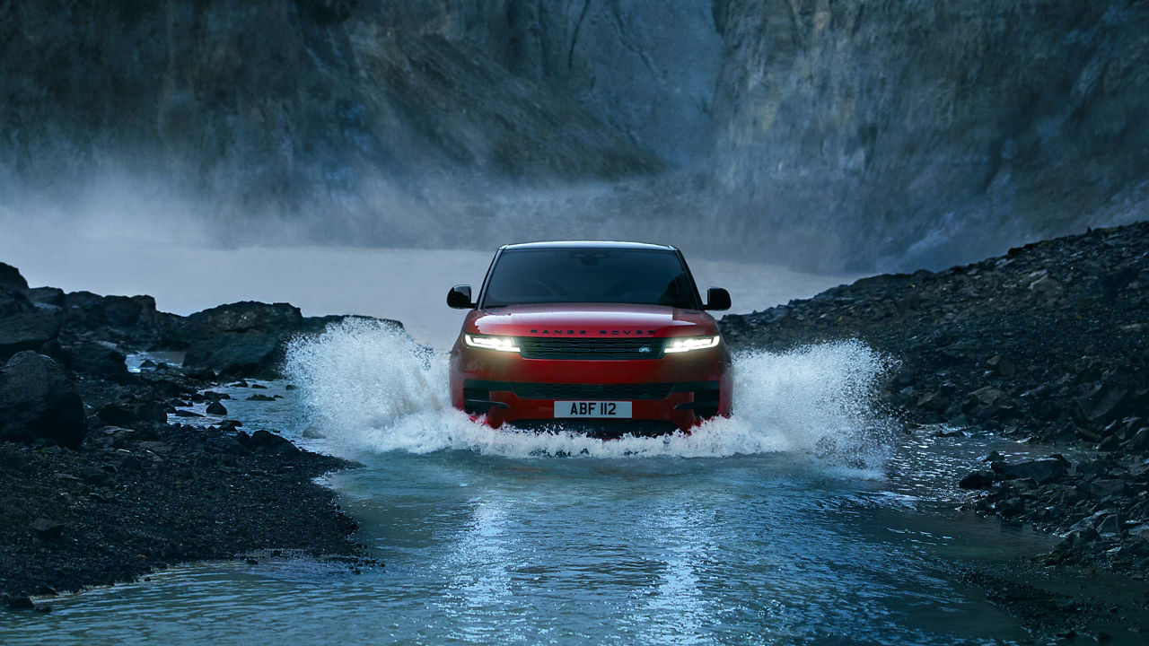 Range Rover Sport wading through a river in Iceland