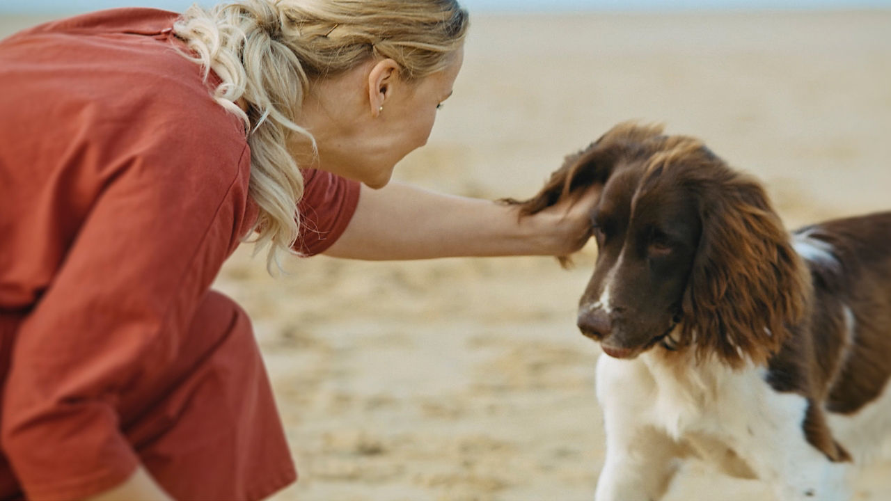 Dog with a women