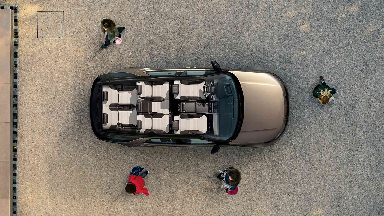 The top-down view of the Discovery's seating layout