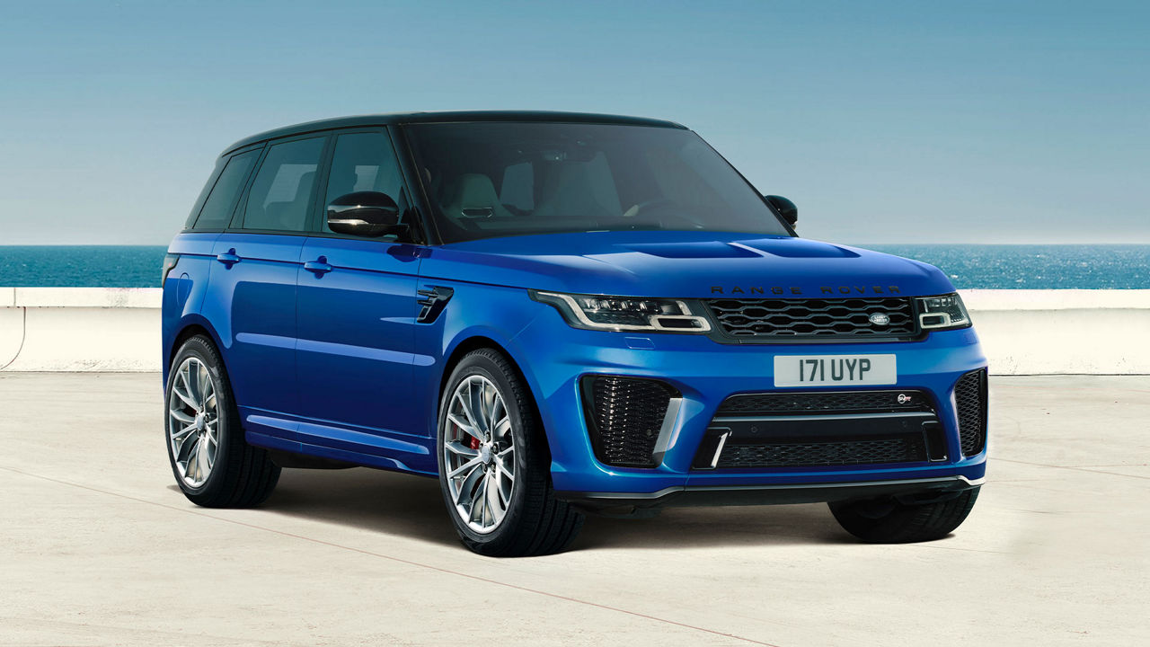 Range Rover Sport in blue front side view