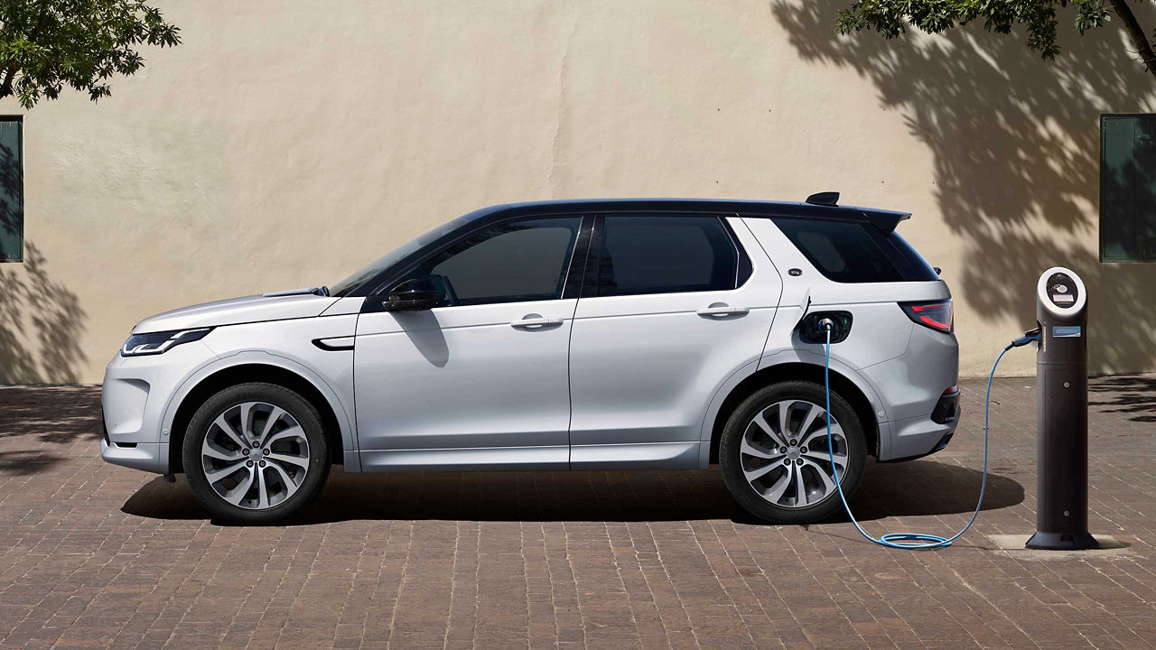 Parked Discovery Sport charging at the phev station point
