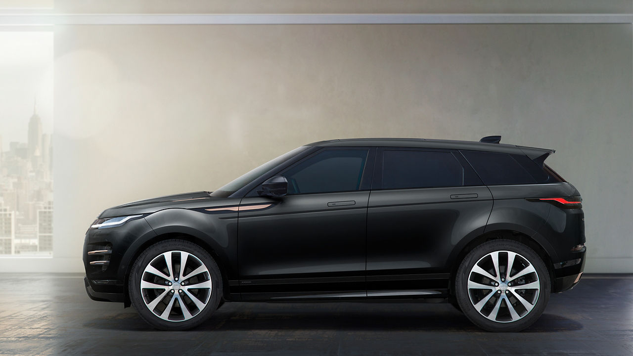 Range Rover Evoque Carpathian Grey Parked in studio