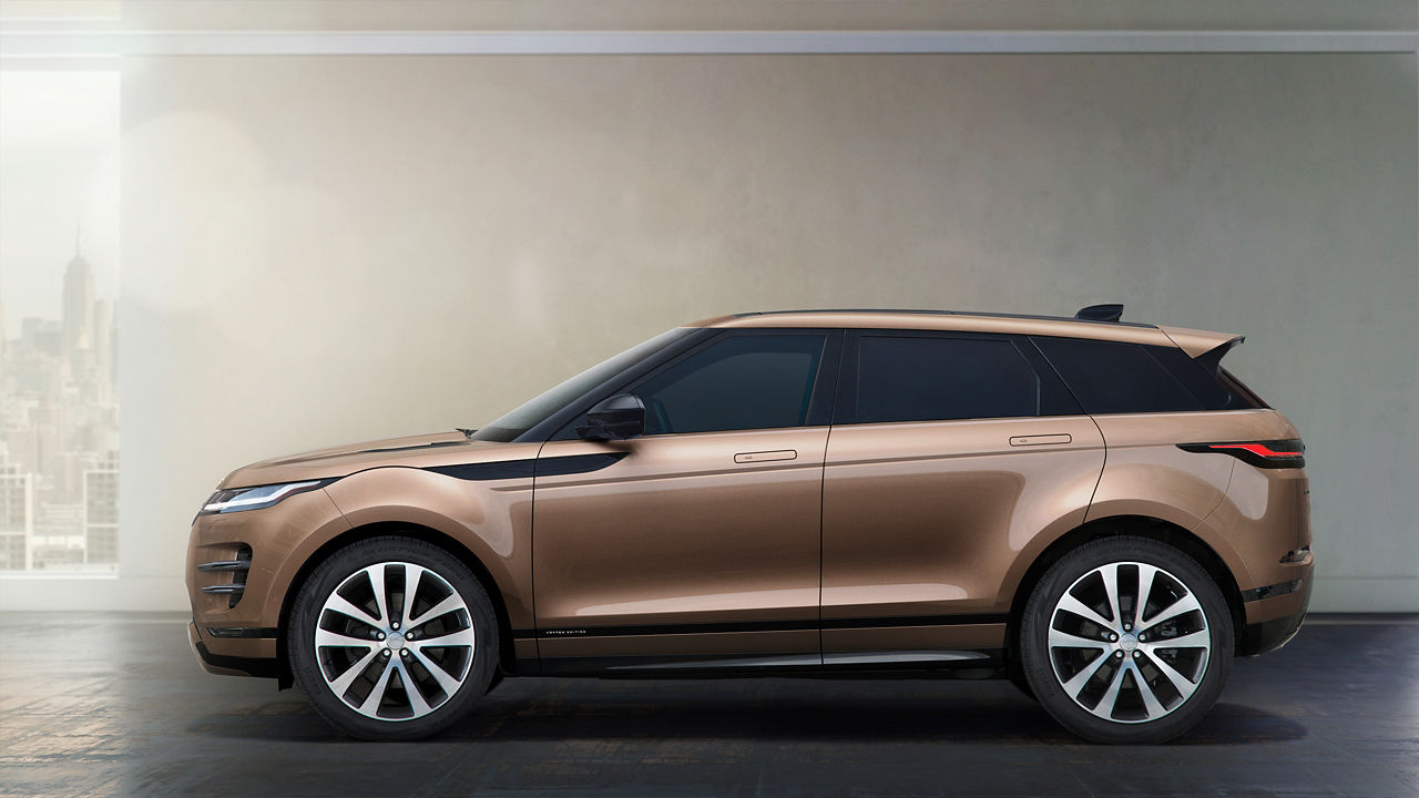 Range Rover Evoque Corinthian Bronze Parked in studio