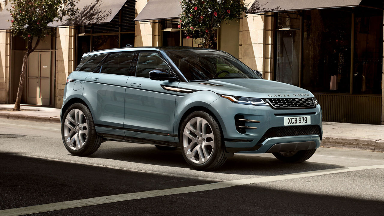 Range Rover Evoque parked in city road