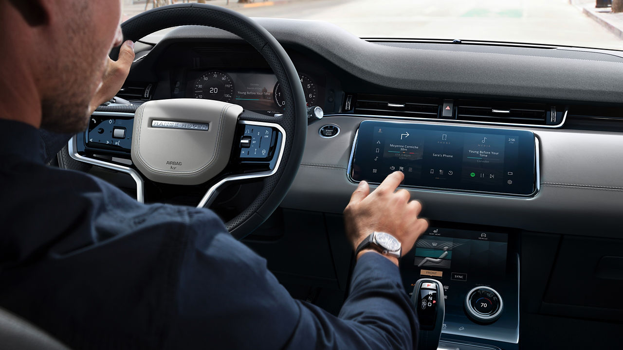 Man Inside Car Using Touch Screen Interface