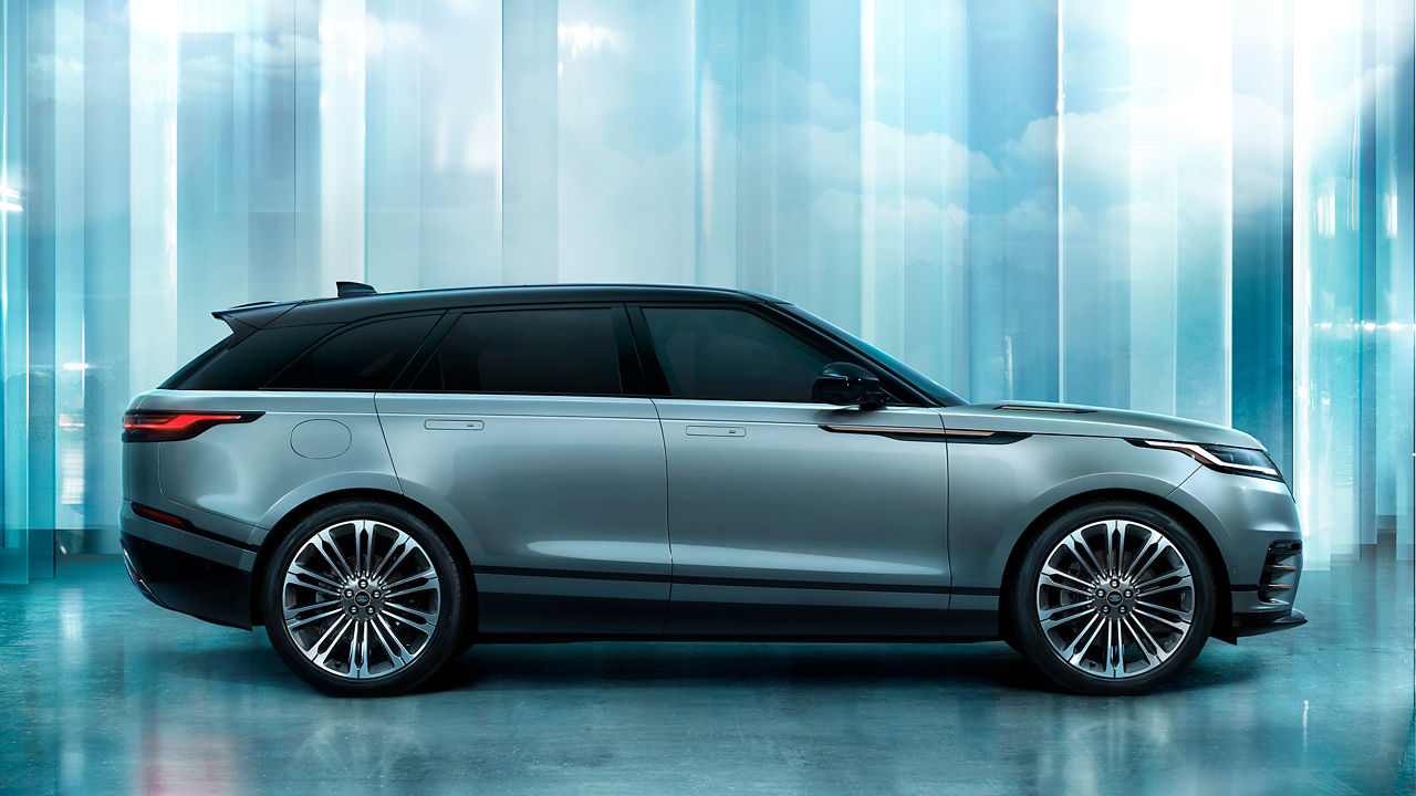 side view of 2025 Range Rover Velar in silver