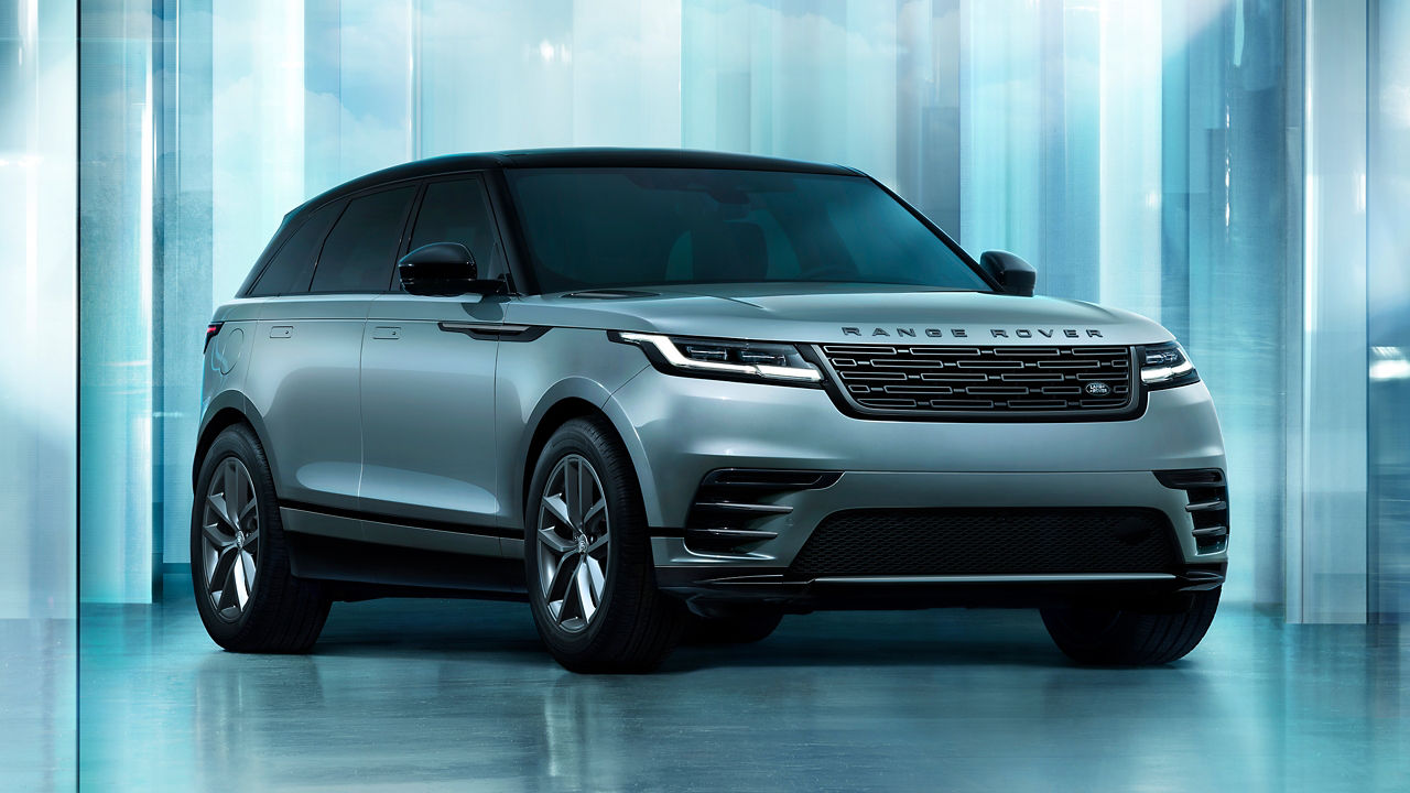 Range Rover Velar outside of glass house