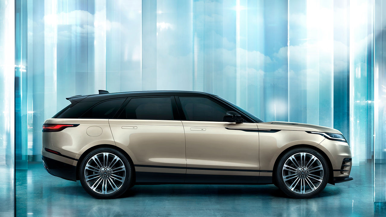 Range Rover Velar parked in stained glass room