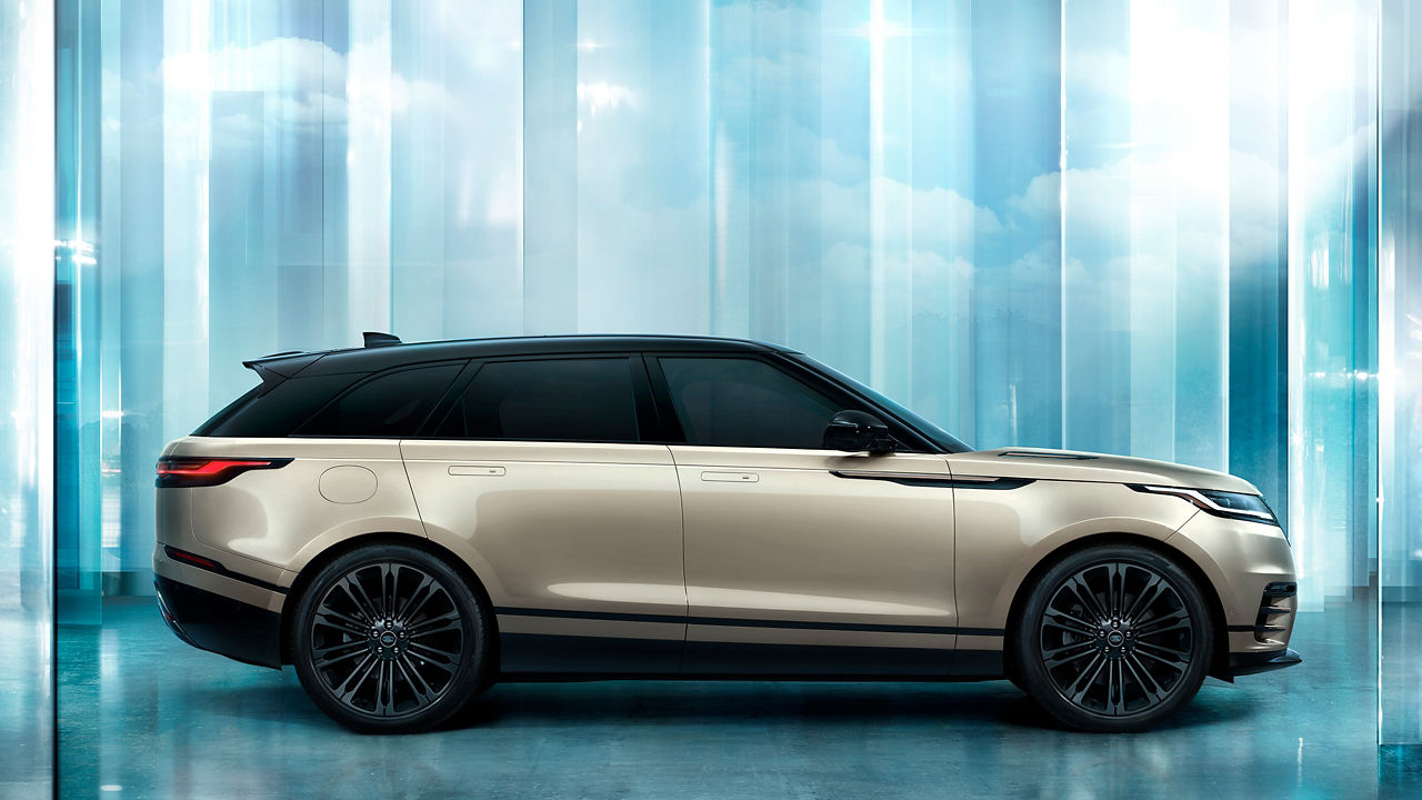 Ranger Rover Velar parked side view studio shot