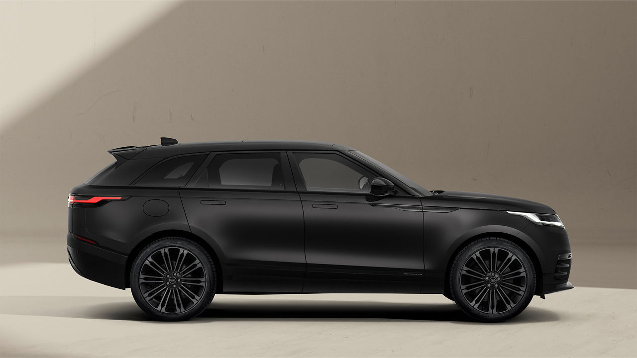 Range Rover velar belgravia satin side view car parked in studio