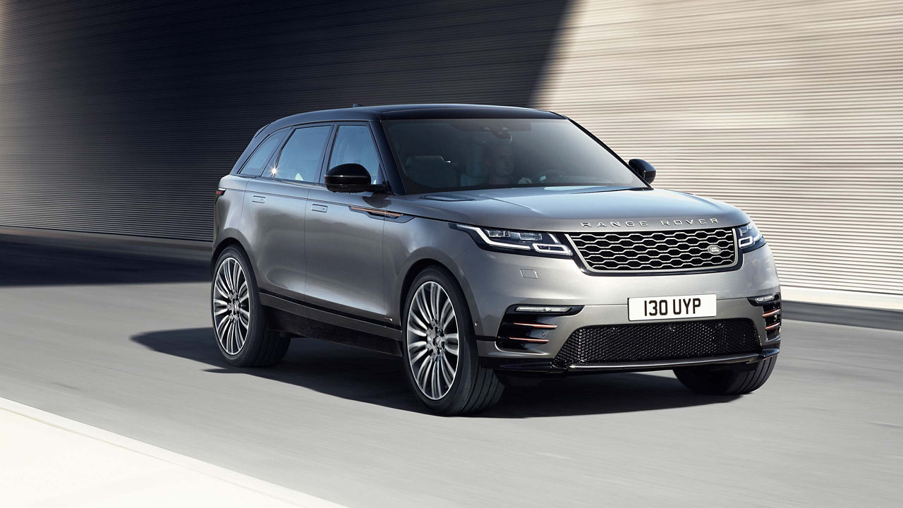 Range Rover Velar driving on a patch of tarmac