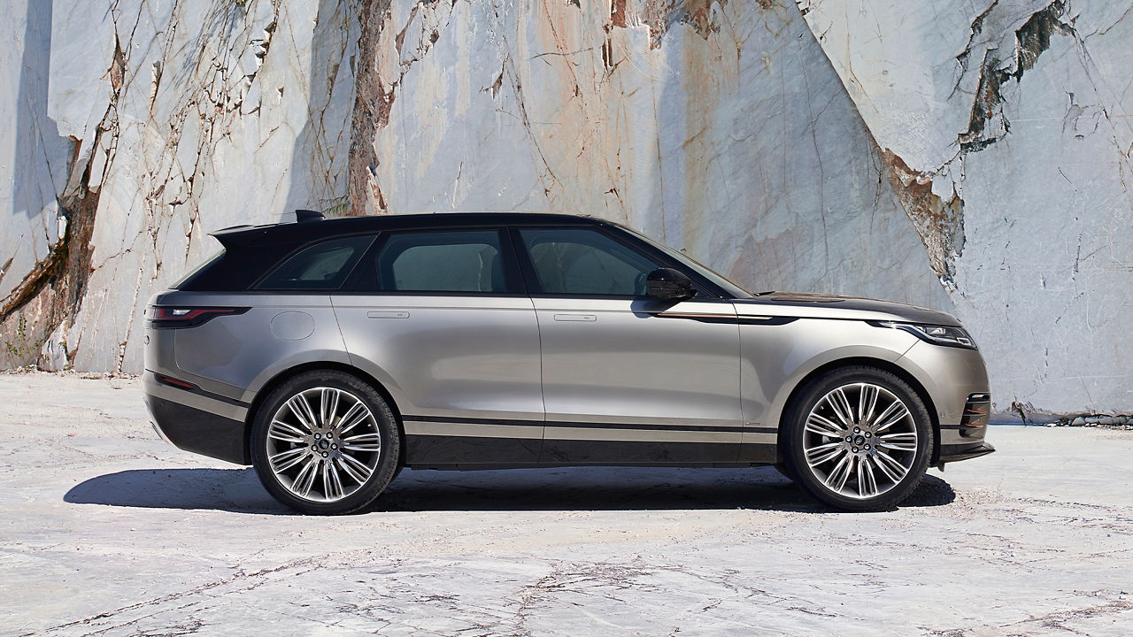 Range Rover Velar parked at marble mill