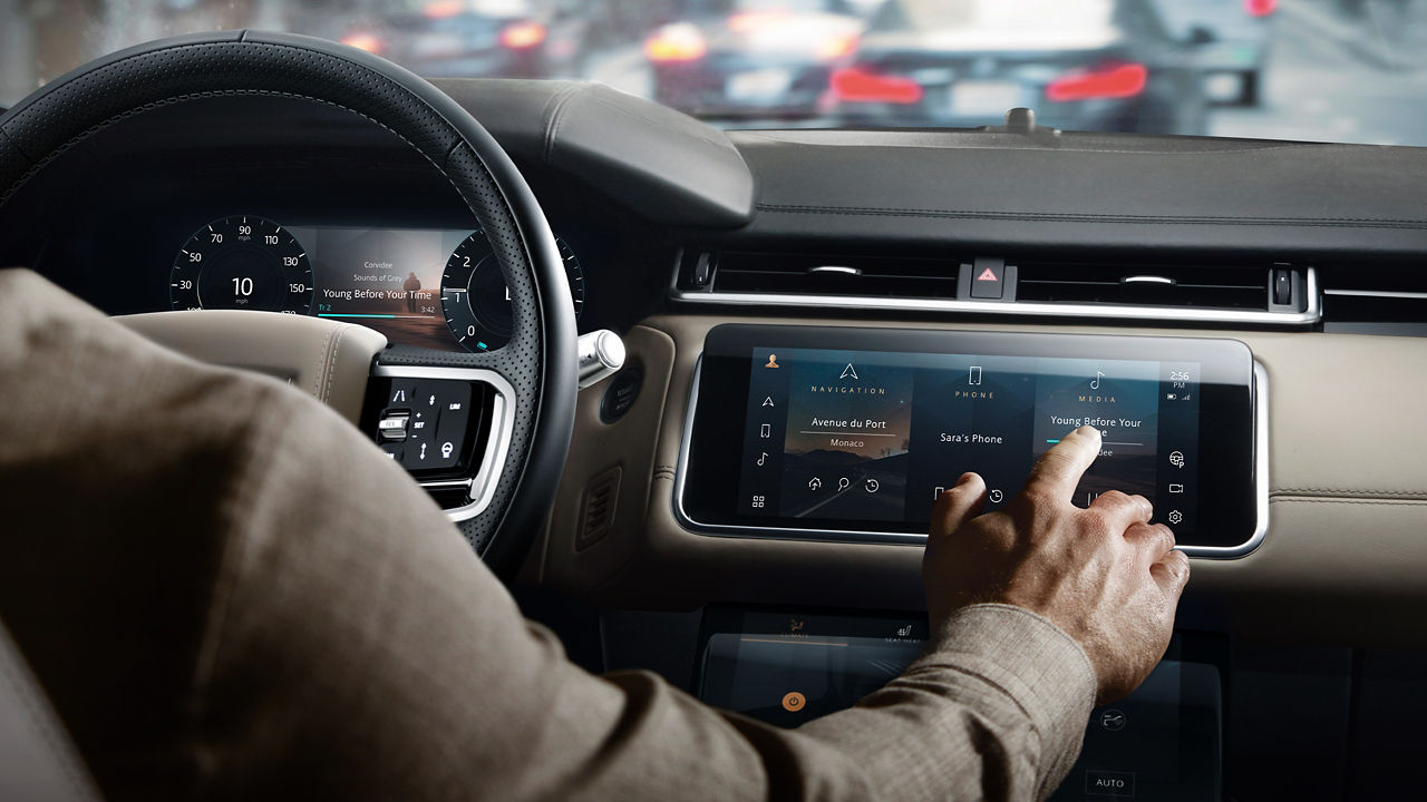 Man Inside Car Using Touch Screen Interface