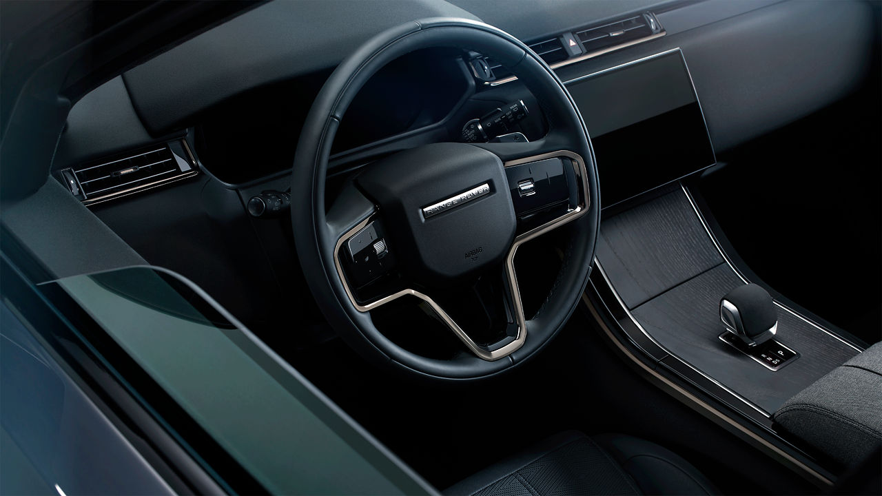 Range Rover Velar interior dashboard and infotainment system.