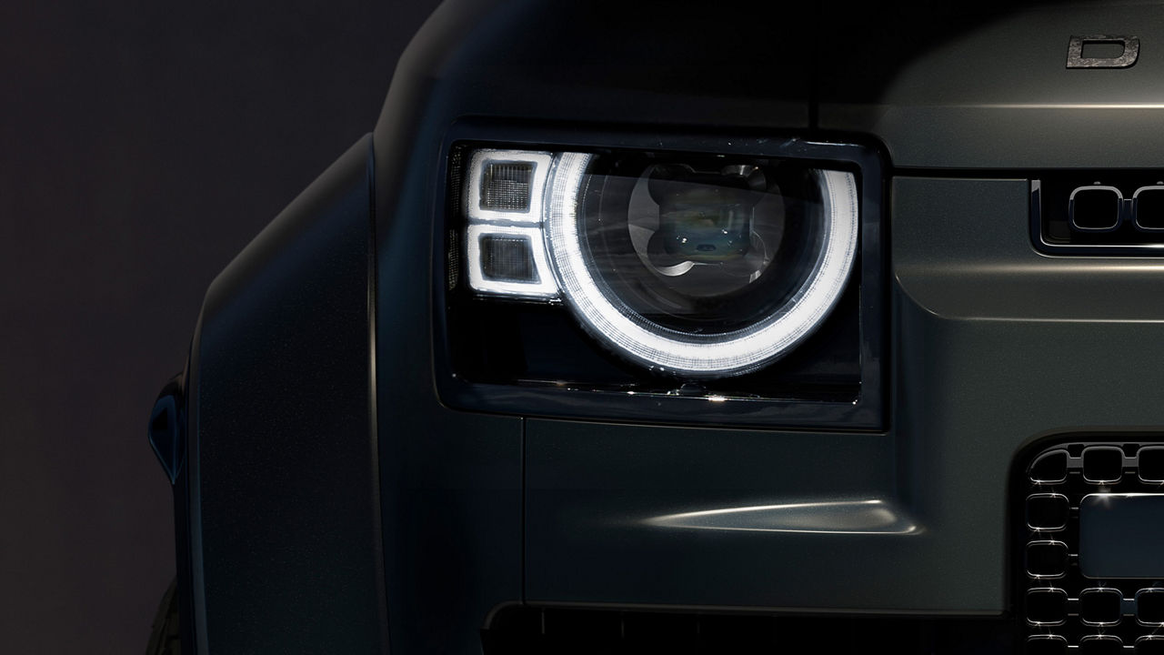 Defender OCTA headlight front detail.