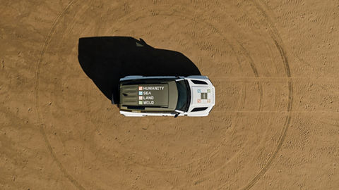 Defender Awards vehicle, labeled roof