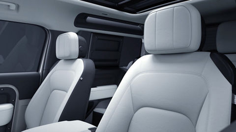 Defender interior side view of seat 