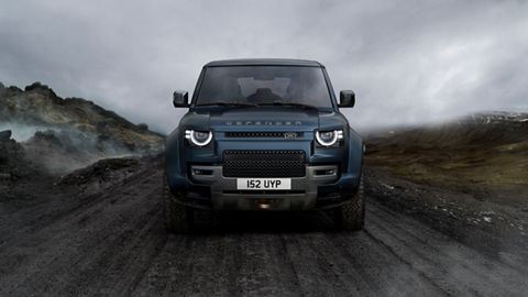 Defender is off roading in the mud
