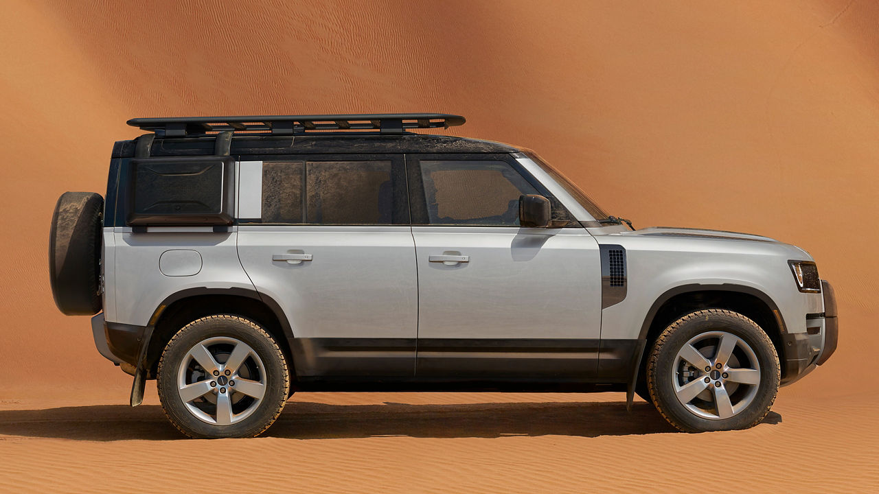 Defender silver in desert