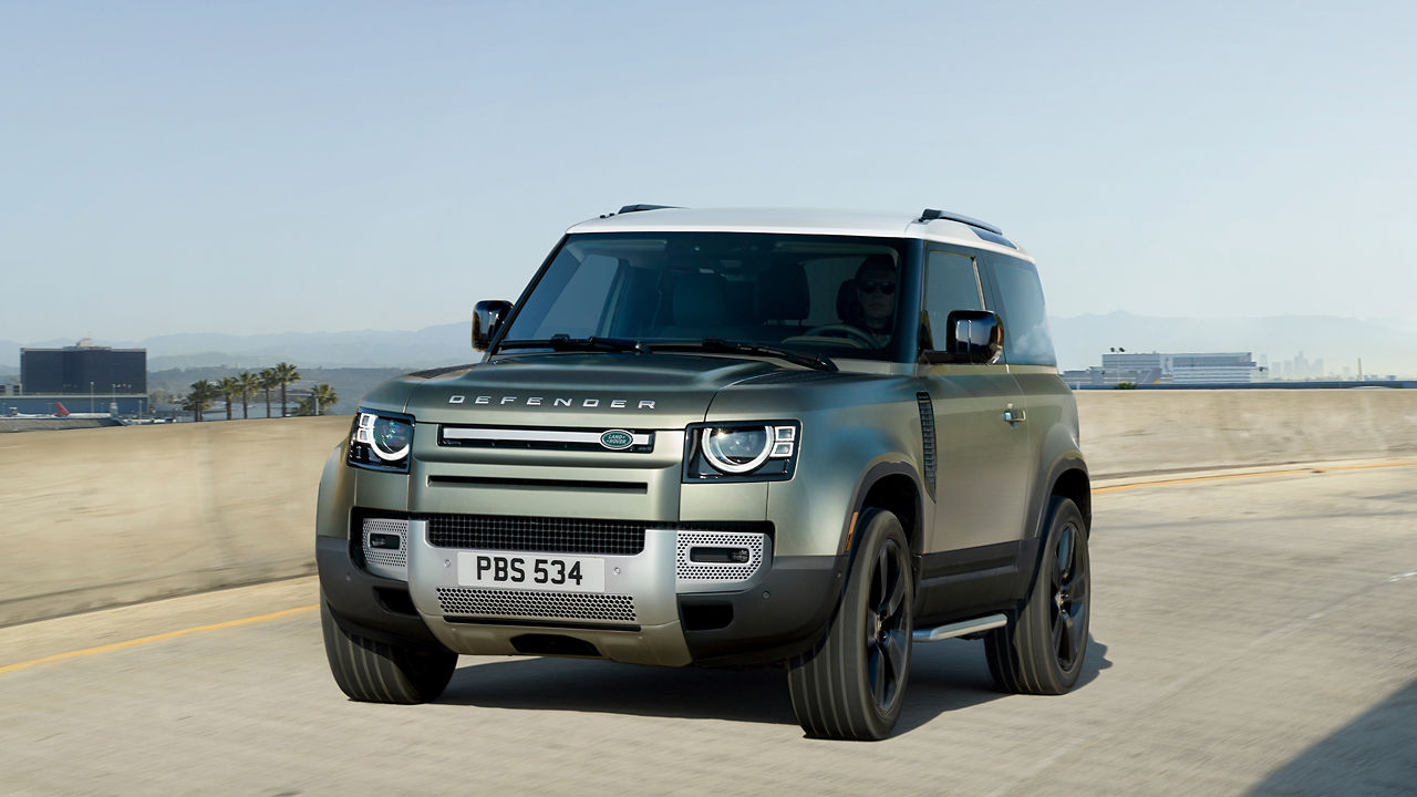 Defender 90 running on highway