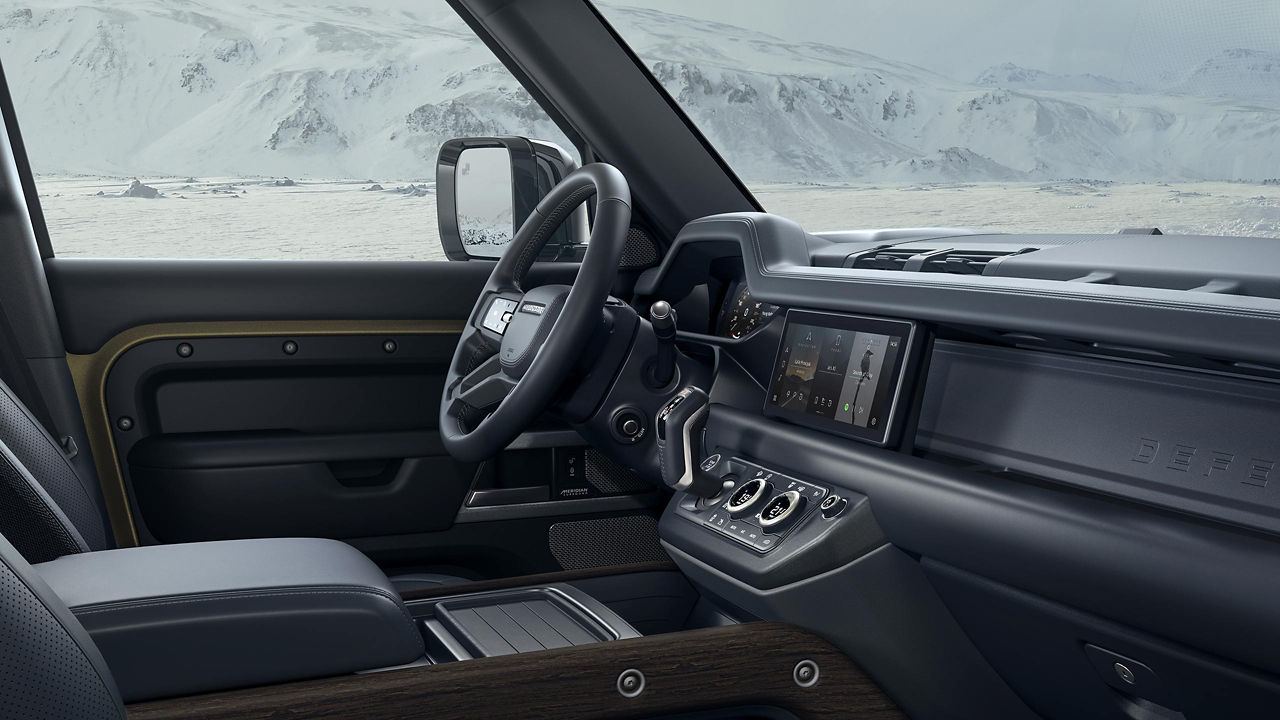 A photo of the interior of the Defender