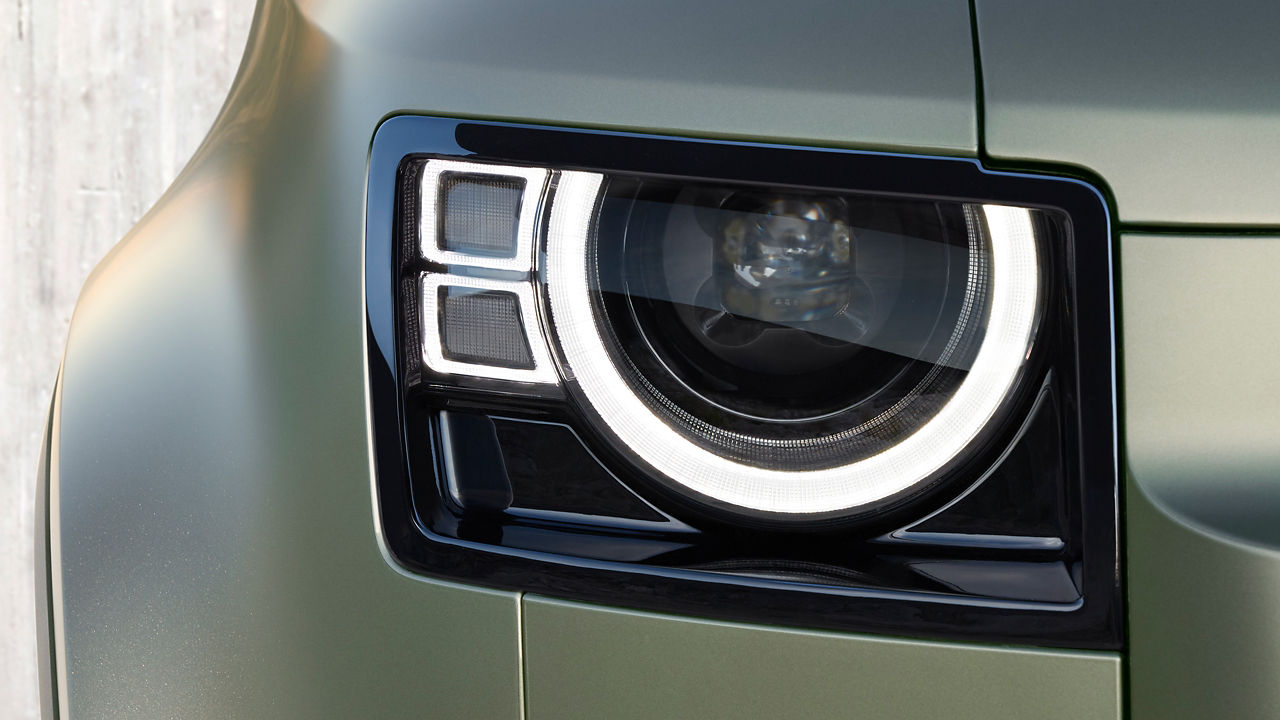 Close up view of LED headlight