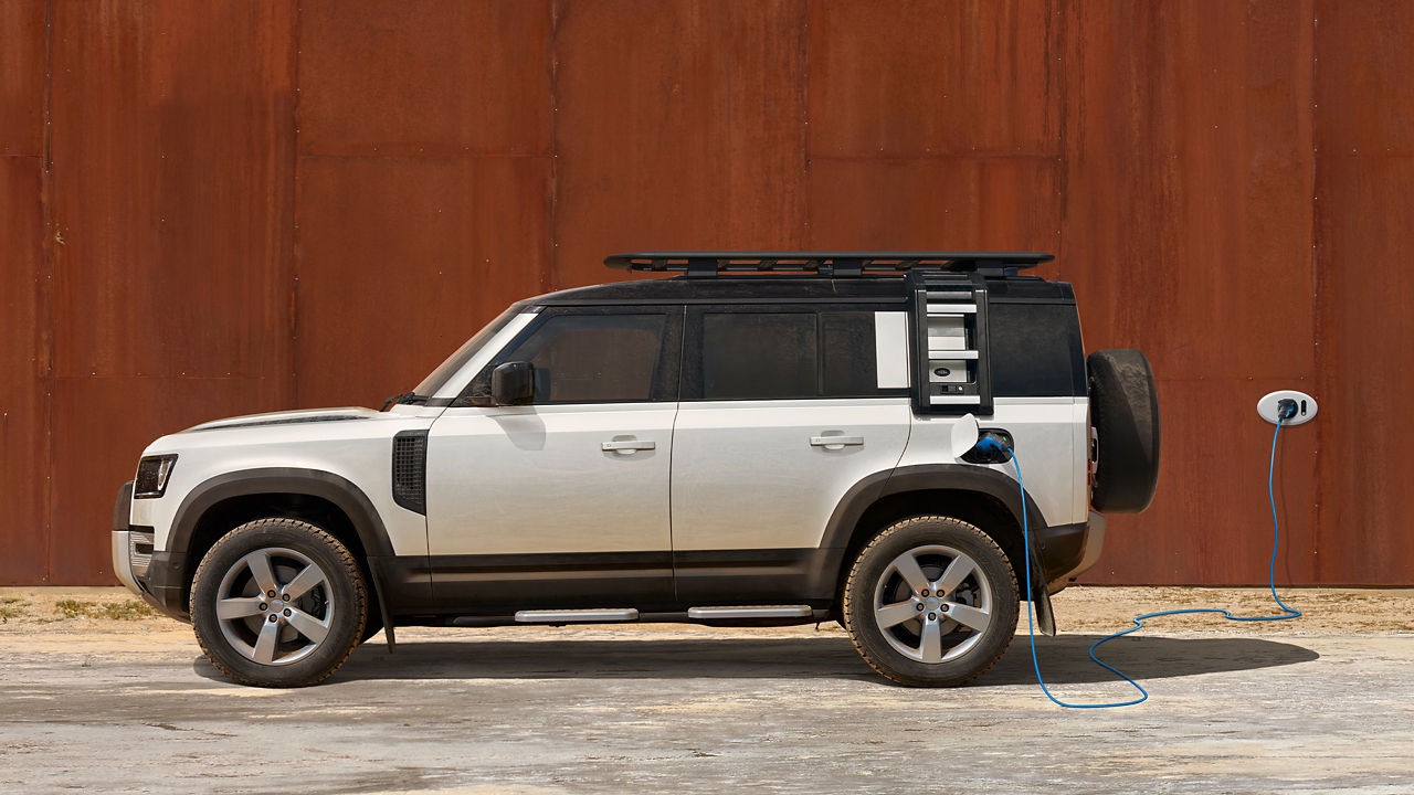 Defender Parked On The Roadside Charging Station
