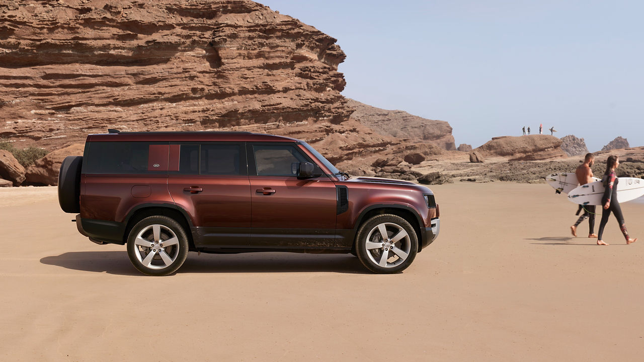 Family Picnic On A Beach Side With Defender