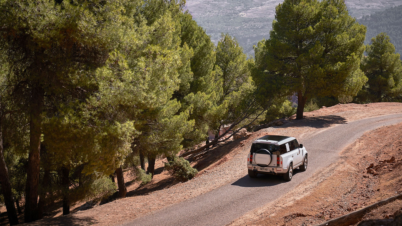 Defender in the mountain range